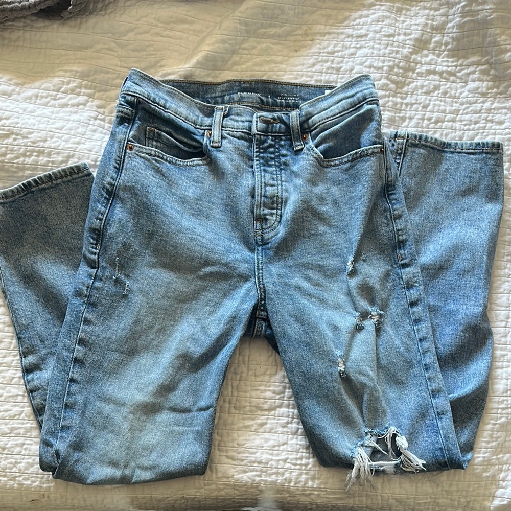 Distressed Blue Jeans